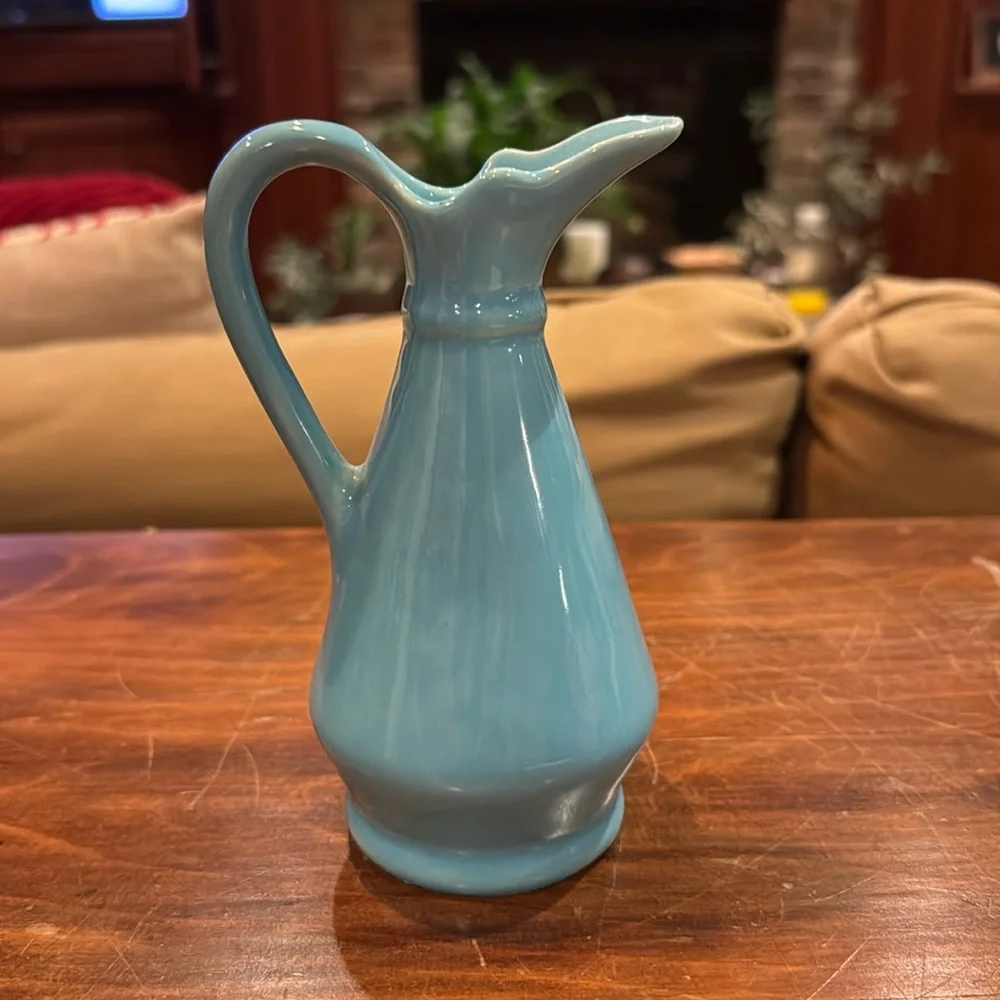 Vintage Maple Syrup Pitcher Handle Ceramic Blue Marked 474 EXCELLENT CONDITION